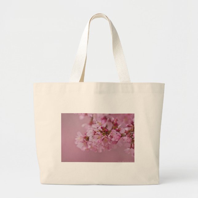 Sakura Cherry Blossoms Pale Pink Reflections Large Tote Bag (Front)