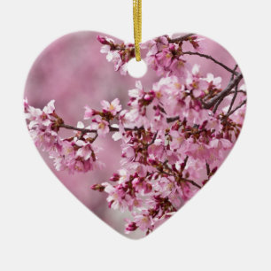 Sakura Cherry Blossoms Pastel Pink Layers Ceramic Ornament