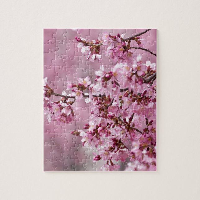 Sakura Cherry Blossoms Pastel Pink Layers Jigsaw Puzzle (Vertical)