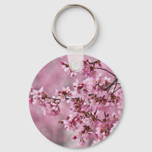 Sakura Cherry Blossoms Pastel Pink Layers Keychain