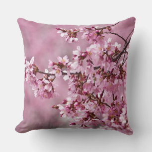 Sakura Cherry Blossoms Pastel Pink Layers Throw Pillow