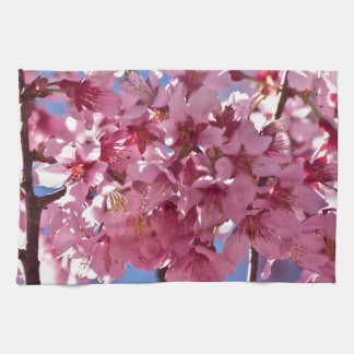 Sakura Cherry Blossoms Red Stars Kitchen Towel