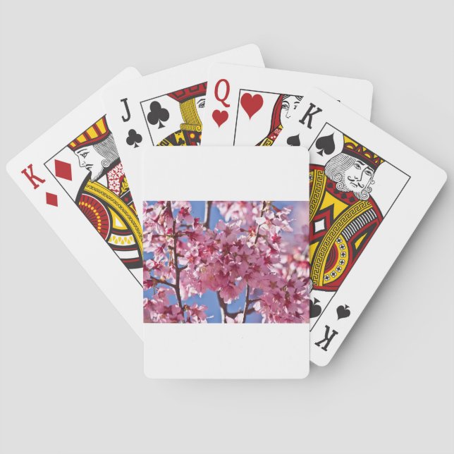 Sakura Cherry Blossoms Red Stars Playing Cards (Back)