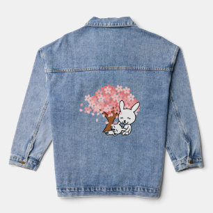 Sakura Cherry Tree Cool Cute Kawaii bunny Rabbits Denim Jacket