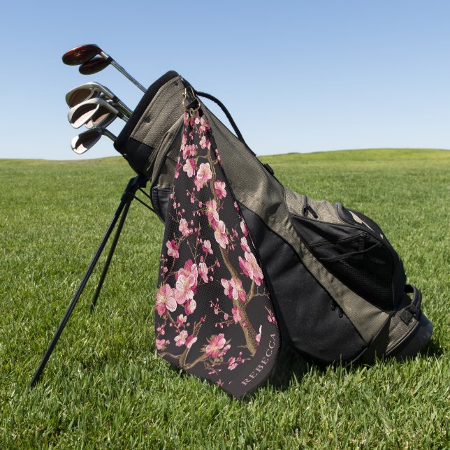 Sakura Chery Blosom Pattern  Golf Towel (Green)