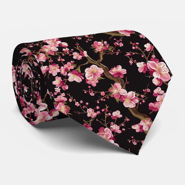 Sakura Chery Blosom Pattern  Tie (Rolled)