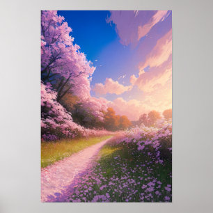 Sakura-Covered Path Poster