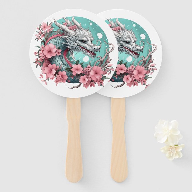 Sakura Dragon Hand Fan (Front and Back)