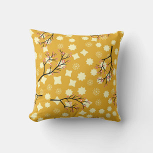 Sakura Elegance: Chinese Floral Pattern. Throw Pillow