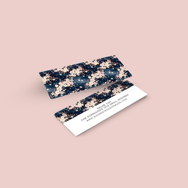 Sakura Floral Navy Small Business Carte de remerci (Créateur téléchargé)