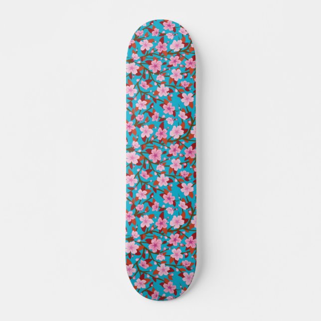 Sakura Flower Illustration Skateboard (Front)