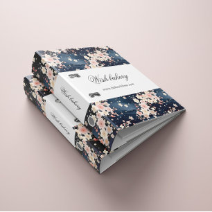Sakura Flower Navy Waves Small Business Binder