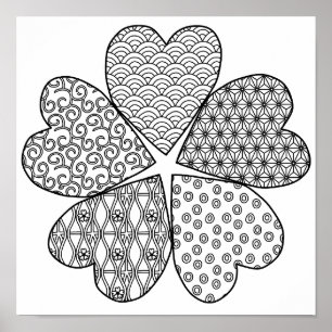 Sakura Flower with Patterns Colour Your Own Poster