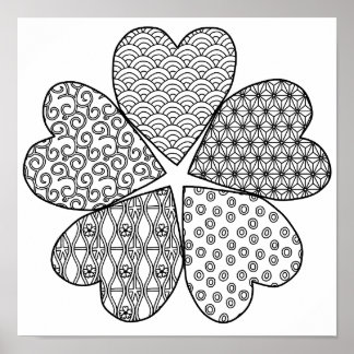 Sakura Flower with Patterns Colour Your Own Poster