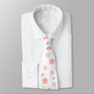 Sakura flowers and leafs pattern tie