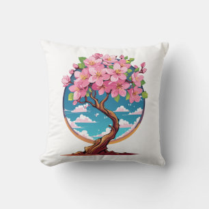 Sakura flowers blossom throw pillow