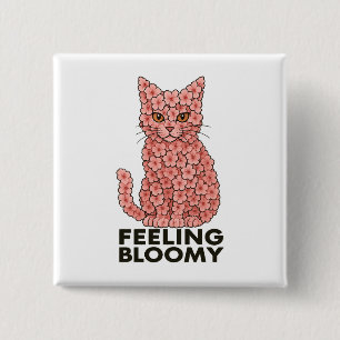 Sakura Flowers Cat Feeling Bloomy 2 Inch Square Button