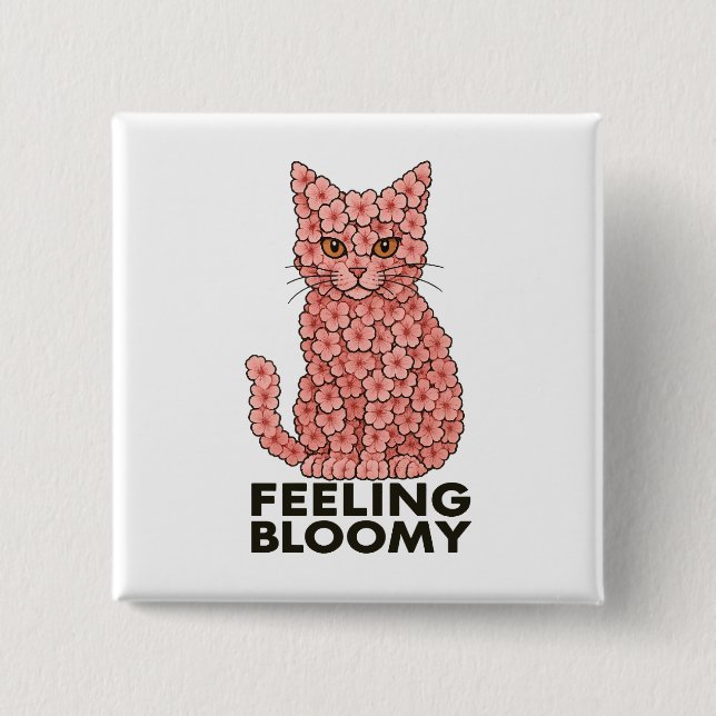 Sakura Flowers Cat Feeling Bloomy 2 Inch Square Button (Front)