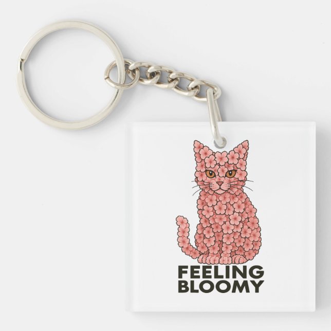 Sakura Flowers Cat Feeling Bloomy Keychain (Front)