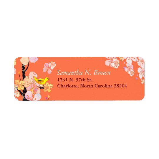 Sakura Flowers & Cute Bird Address Labels