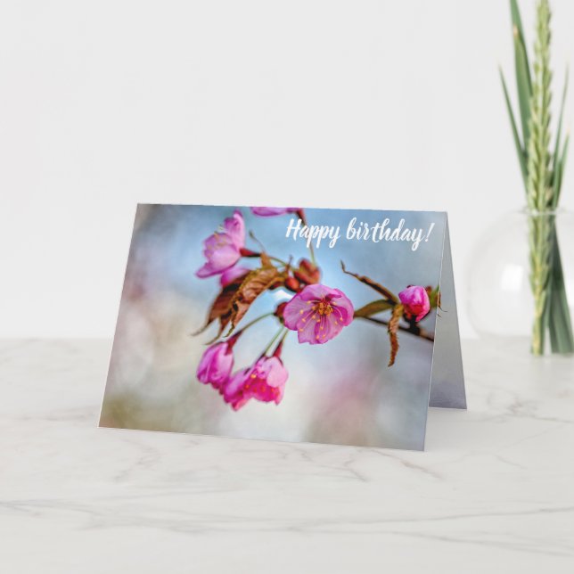 Sakura Flowers In Soft Pink Colours In Springtime Card (Front)