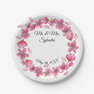 Sakura Flowers Wedding Reception Paper Plates 7"
