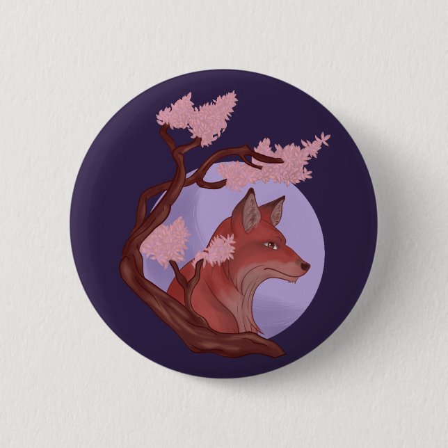 Sakura Fox 2 Inch Round Button (Front)