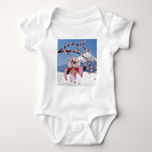Sakura Geisha Bird in the Snow Cherry Blossoms Baby Bodysuit