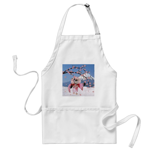 Sakura Geisha Bird in the Snow Cherry Blossoms Standard Apron (Front)