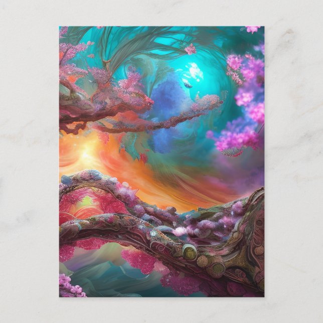 Sakura in Fantasy Landscape Postcard (Front)