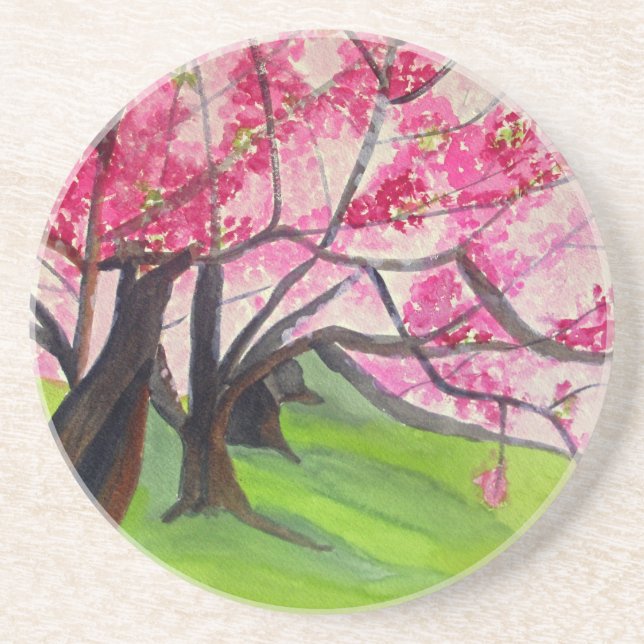 Sakura Japanese Cherry Blossom art Coaster (Front)