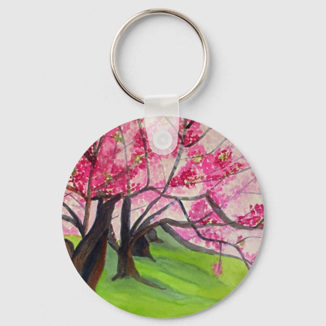 Sakura Japanese Cherry Blossom art Keychain (Front)
