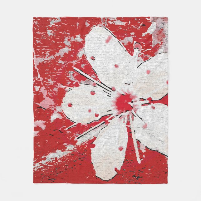 Sakura japanese cherry blossom asian floral fleece blanket (Front)