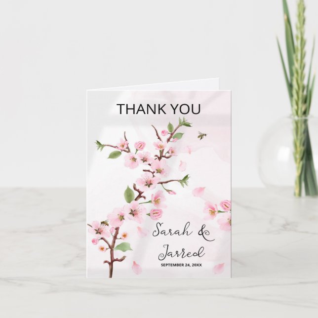 Sakura Japanese Cherry Blossom Asian Thank You Card (Front)