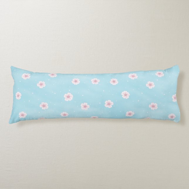 Sakura Japanese Cherry Blossom Floral Body Pillow (Front)