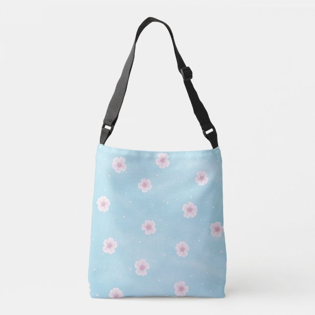 Sakura Japanese Cherry Blossom Floral Crossbody Bag (Back)