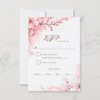 Sakura Japanese Cherry Blossom Floral Wedding RSVP Card