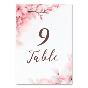 Sakura Japanese Cherry Blossom Floral Wedding  Table Number