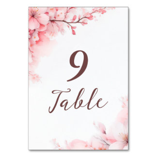Sakura Japanese Cherry Blossom Floral Wedding Table Number