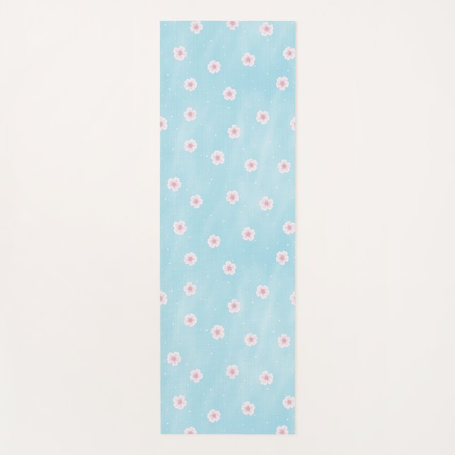 Sakura Japanese Cherry Blossom Floral Yoga Mat (Front)