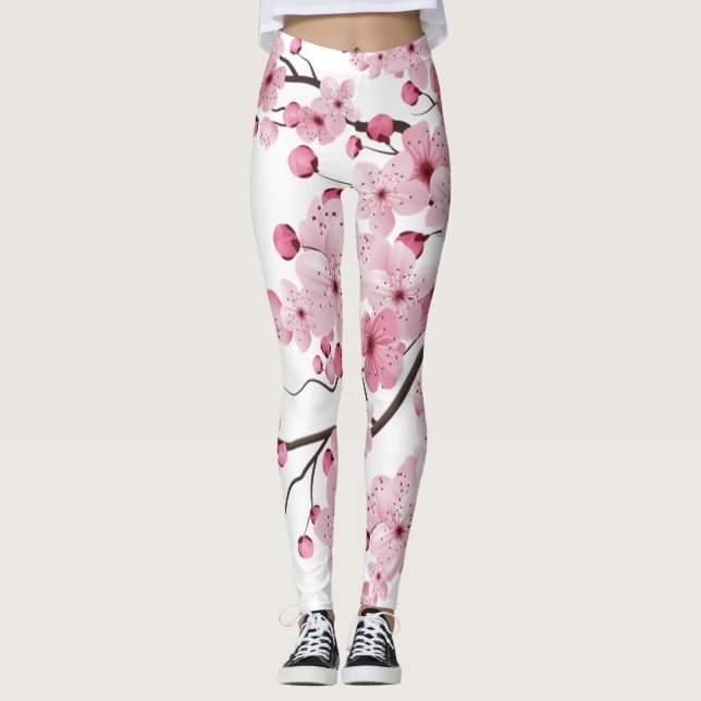 Sakura Japanese Cherry Blossom Japanese Tree Leggings (Front)