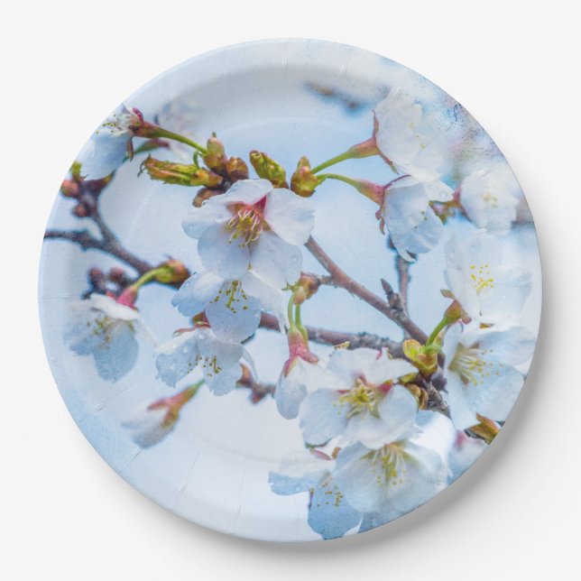Sakura - Japanese Cherry Blossom Paper Plate (Front)