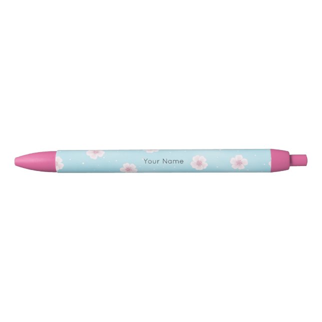 Sakura Japanese Cherry Blossom Personalized Black Ink Pen (Front)