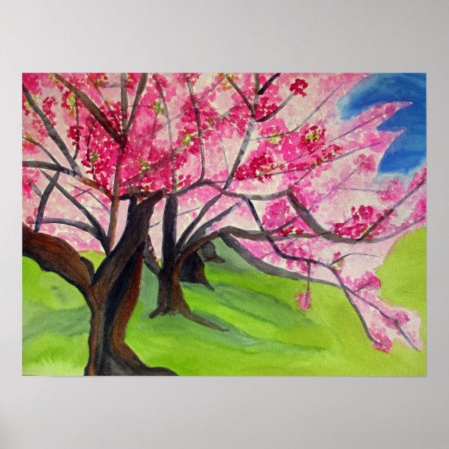 Sakura Japanese Cherry Blossom watercolor Poster (Front)