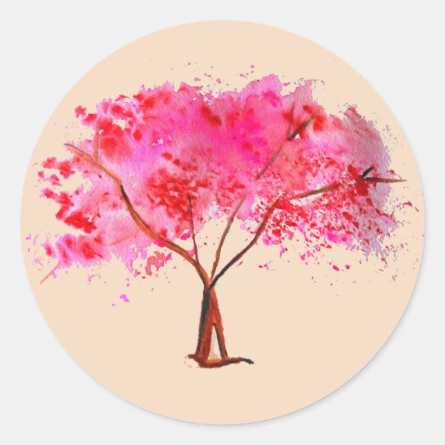 Sakura Japanese Cherry Blossom wedding Classic Round Sticker (Front)