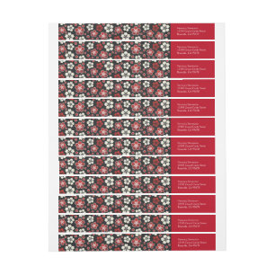 Sakura Japanese Design Wraparound Return Address Wrap Around Label