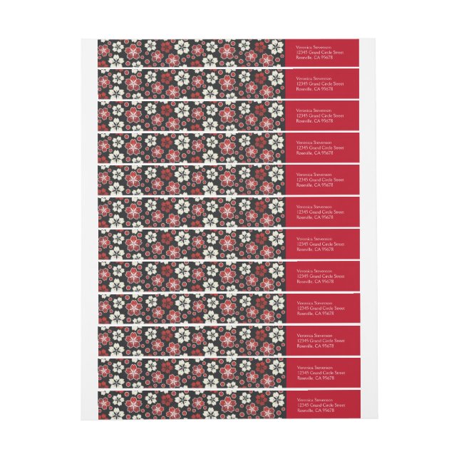 Sakura Japanese Design Wraparound Return Address Wrap Around Label (Sheet)