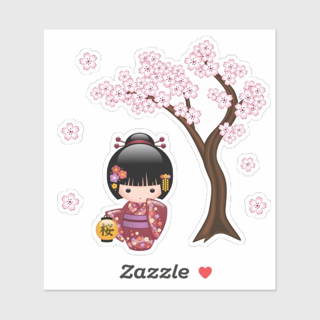Sakura Kokeshi Doll - Cute Geisha Girl (Sheet)