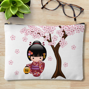 Sakura Kokeshi Doll - Cute Japanese Geisha Girl Accessory Pouch