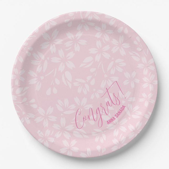 SAKURA Light pink colour Cherry blossom Paper Plat Plate (Front)